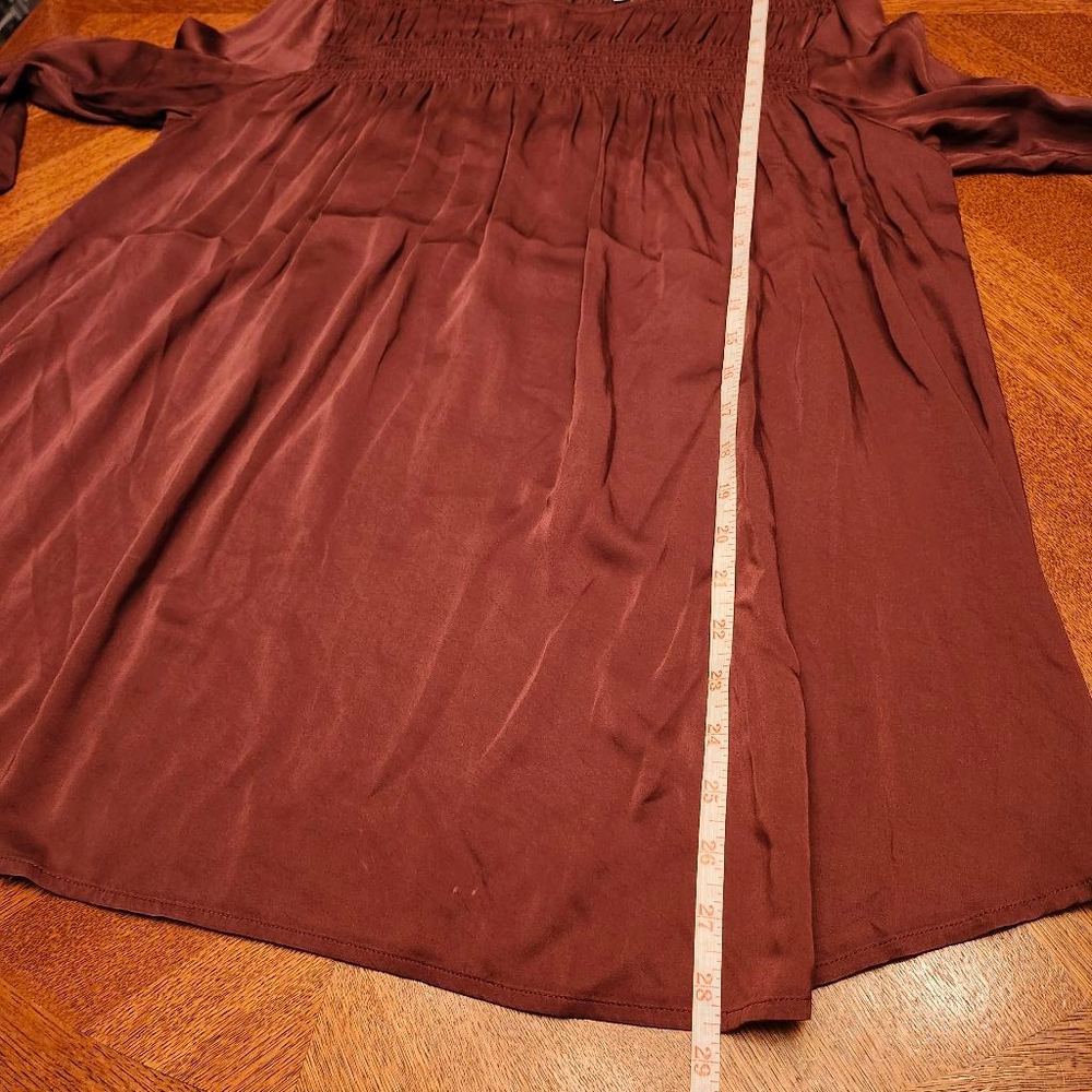 Women's J.Jill Burgundy Long Sleeve Blouse M A2 - Picture 6 of 6